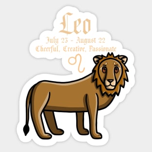 Leo Zodiac Sign Dates & Traits Sticker